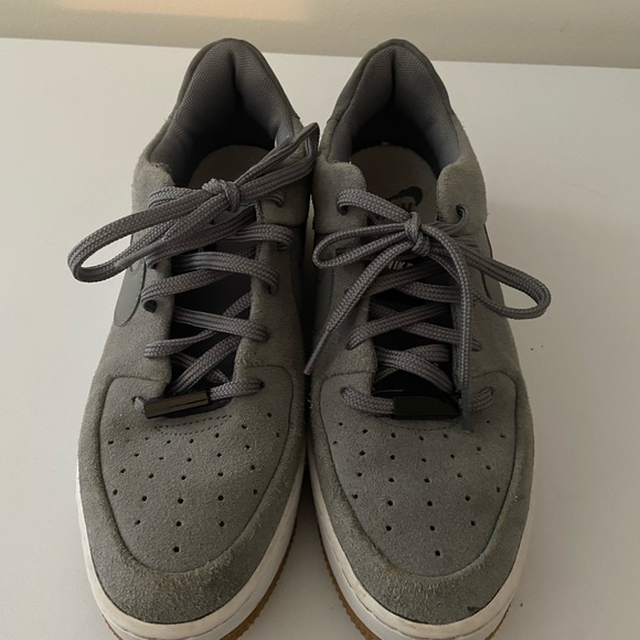 Women’s Nike AF1 Grey Suede Platforms - Picture 2 of 7